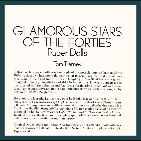 GLAMOROUS STARS OF THE FORTIES PAPERDOLLS - Picture 4 of 4